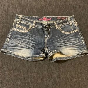 New without tags, Rock and Roll Cowgirl dark wash shorts.